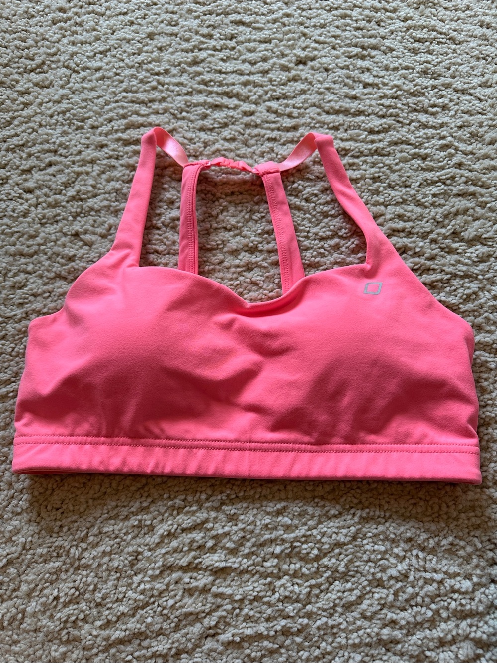 Lorna Jane Neon Pink Swim Crop Top with Strappy Back
